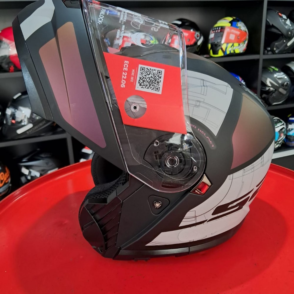 Capacete Ls2 Escamoteavel Strobe Ii Orion Pretoroxo Fosco