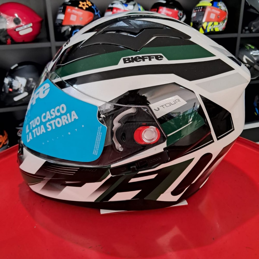 Capacete Bieffe B-40 Vtour Branco Pérola Com Verde