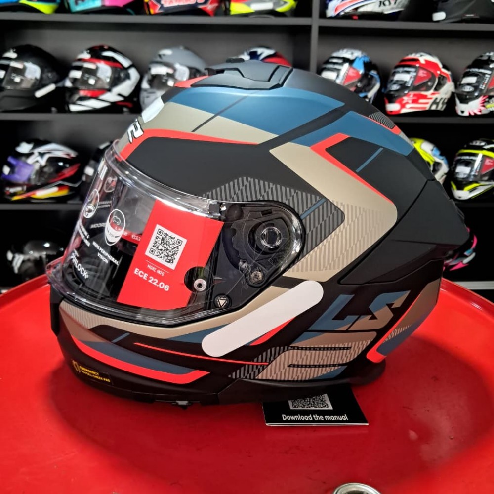 Capacete Moto Ls2 Fechado Stream Ii Road Pto/azul Fosco