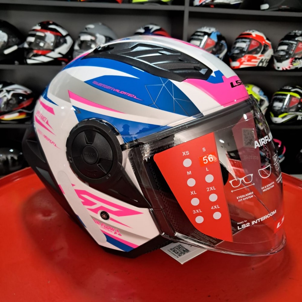 Capacete Ls2 Airflow Ii Draze Branco Cor Rosa