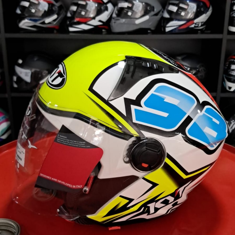 Capacete Aberto Kyt D City 98 Bomb Amarelo Branco KYT